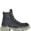 Shearling trim leather boots